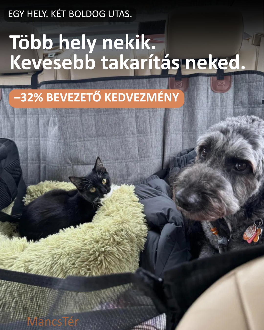 MancsTér™ – Merev aljú autós kutyaülés-bővítő és ülésvédő